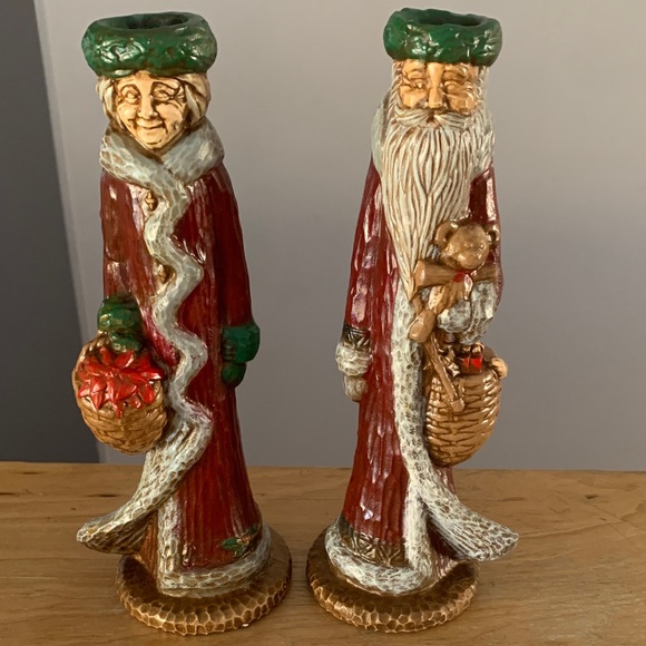 Other - 🎄🎄🎄Holiday Santa and Mrs. Claus Candle Holders